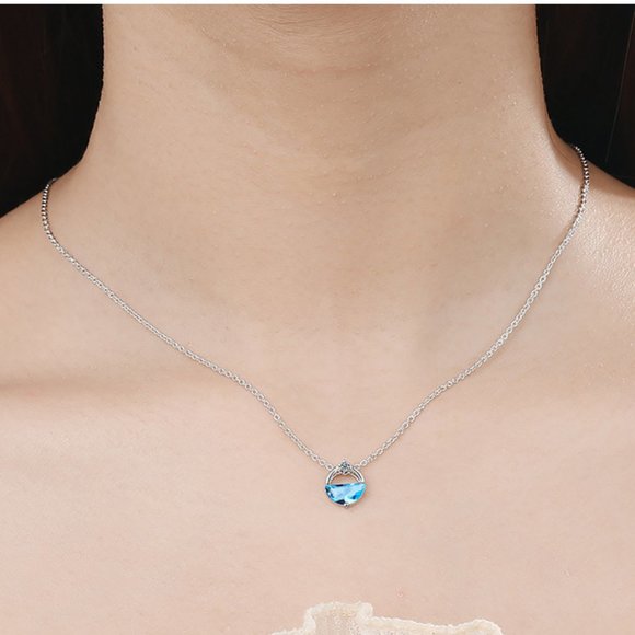 *925 Sterling Silver Diamond Waterdrop Necklace Z - Picture 3 of 4